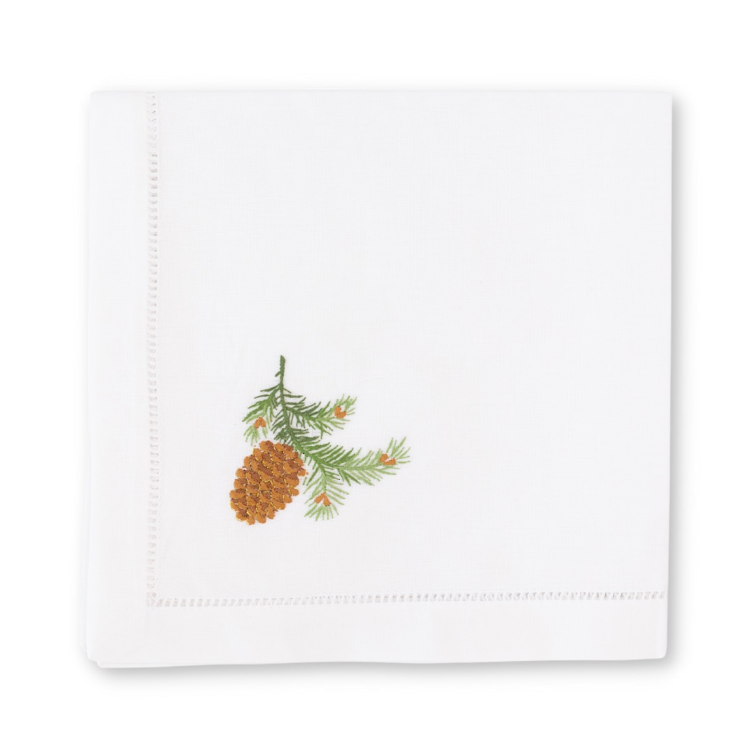 Cotton Napkin 40cm, Pinecone on Branch image 1